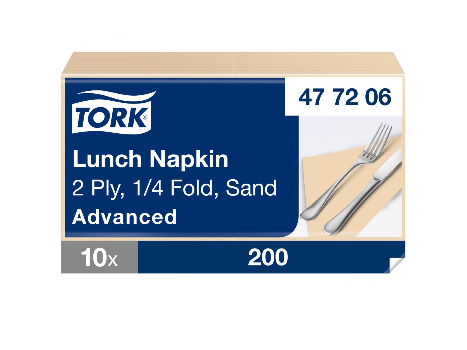 Serwetki Tork 33x33 477206 Piaskowe Karton 2000 serwetek (10 x 200) Składana 1/4
